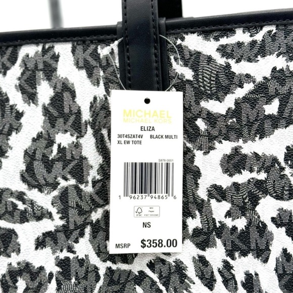 Michael Kors XL East West Tote Bag Leopard Print Black Multi - Picture 12 of 12